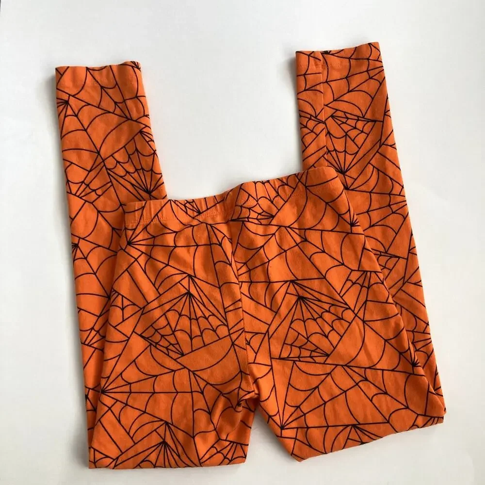 Halloween Outfit - Cat & Jack Spiderweb Leggings, Jack O'Lantern Hoodie - 7/8